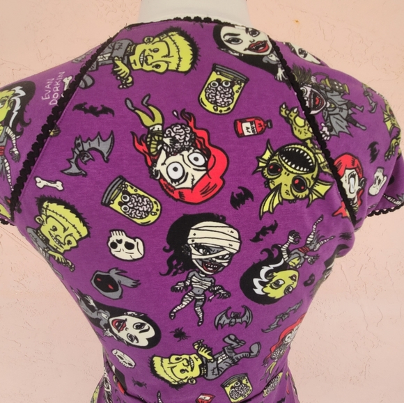 Pinup Couture Pinup Girl Clothing Luscious Dress in Monster Mayhem Print - Picture 7 of 11